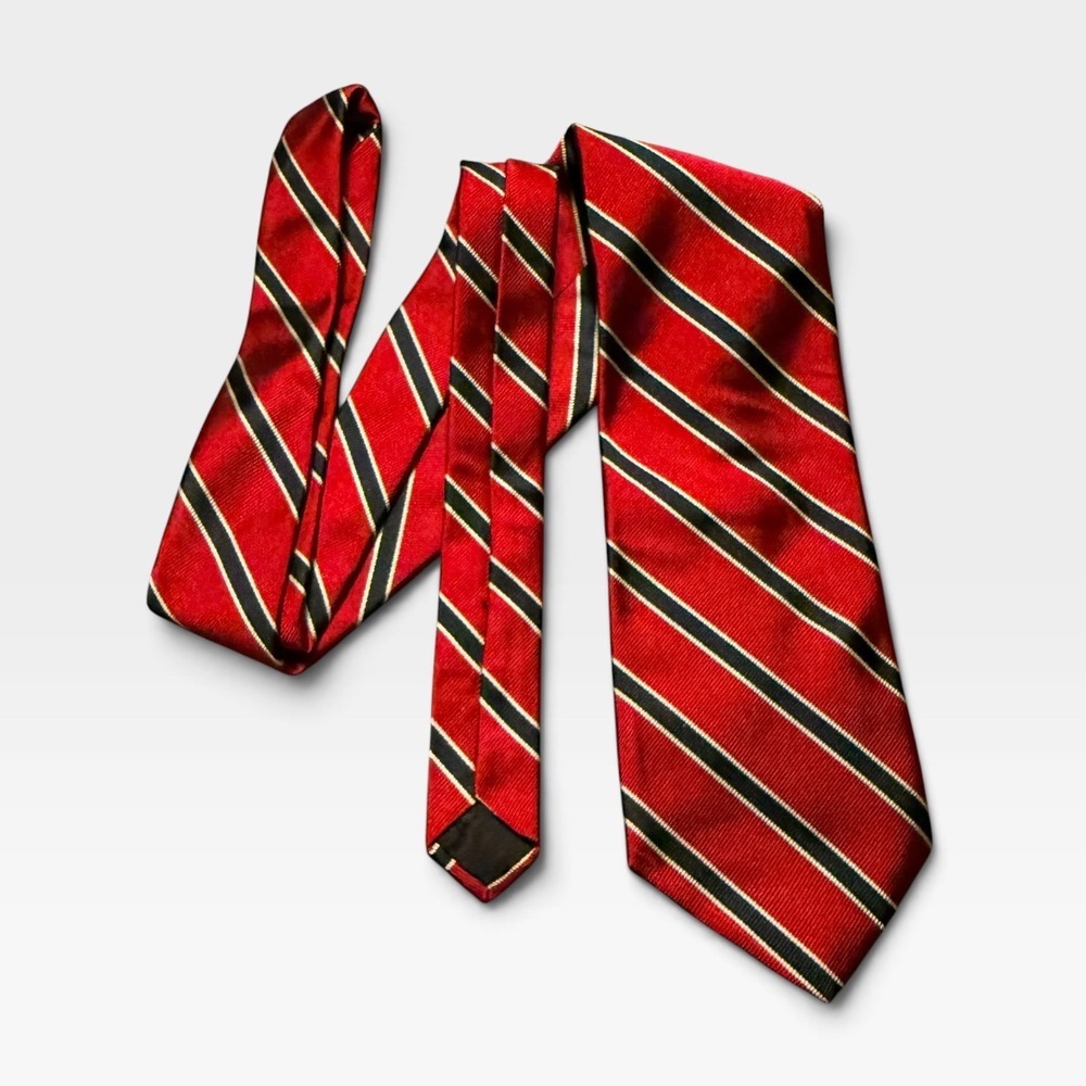 Brooks Brothers Basics Repp Tie Mens Red Navy Blue White Striped Silk USA made